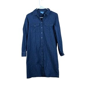 Draper‎ James Dress Women 2 Shirt Collared Button Blue Denim Chambray EUC
